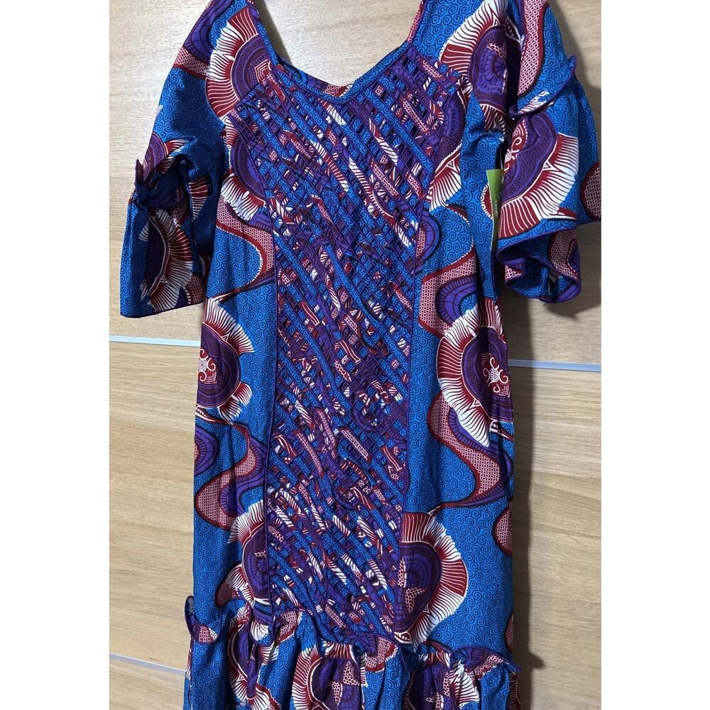 NEW Ankara Dashiki pattern Print Women's sz XL Maxi Dress Boho Handmade In USA - Picture 8 of 13